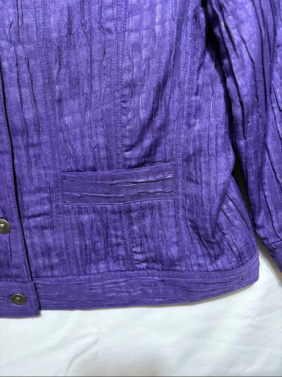 Ruby Rd. Deep Purple Textured Button-Front Jacket - Picture 6 of 10